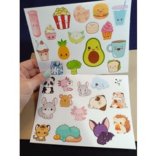 Pink Swan Craft Pixel Cute Kawaii Sevimli Hayvanlar ve Yiyecekler Etiket Seti Laptop Ipad Defter Kitap Planlama