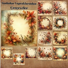 Pink Swan Craft Sonbahar Çiçeklerinden Çerçeveler Vintage 12 Adet Scrapbook Bullet Journal Mat Planer Sticker Etiket