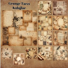 Pink Swan Craft Grunge Tarzı Kolaj Vintage 12 Adet Scrapbook Bullet Journal Mat Planlayıcı Sticker Etiket Seti