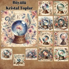 Pink Swan Craft Büyülü Kristal Taşlar Vintage 12 Adet Scrapbook Bullet Journal Mat Planlayıcı Sticker Etiket Seti