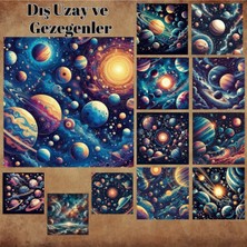 Pink Swan Craft Astro Galaksiler 12 Adet Scrapbook Bullet Journal Mat Planlayıcı Sticker Etiket Seti