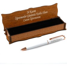Kalemhane Öğretmenler Günü Hediyesi Kişiye Özel Ahşap Kutulu Isimli Tükenmez Kalem