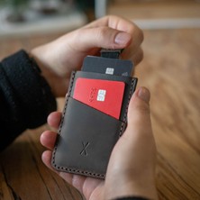 V2 Mekanizmalı Kartlık - Gerçek Deri & El Yapımı - Minimalist Tasarım
