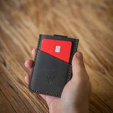 V2 Mekanizmalı Kartlık - Gerçek Deri & El Yapımı - Minimalist Tasarım