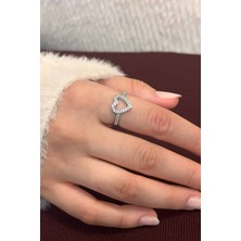 Trend Collection Zirkon Taşlı Kalp Model Ayarlanabilir Gümüş Kaplama Kadın Yüzük