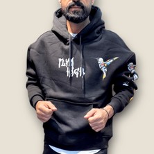 Viento Siyah Enjeksiyon Baskı Kapüşonlu Sweatshirt