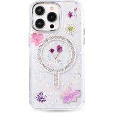 Newface iPhone 15 Pro Max Flower Magsafe Kapak - Mor