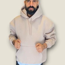 Viento Krem Renk Kapüşonlu Şardonlu Basic Sweatshirt