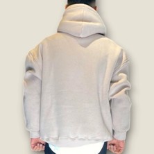 Viento Krem Renk Kapüşonlu Şardonlu Basic Sweatshirt