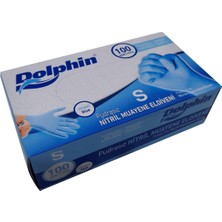 Dolphin Pudrasız Mavi Nitril Muayene Eldiveni (S Beden) 100 Adet