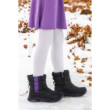 Kiko Kids Pablo Fermuarlı Kız Çocuk Kar Botu Siyah - Mor