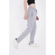 Mazıdağı Oversize Boru Paça Baskılı Eşofman Pantolon - Gri