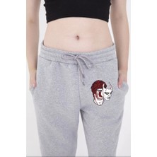 Mazıdağı Lastikli Baskılı Eşofman Pantolon - Gri