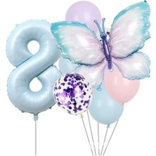 Düvenci Ticaret Kelebek Doğum Günü Partisi Balonları, Mavi Yaş Balon Set