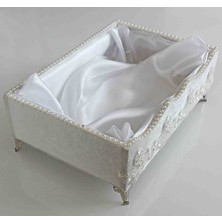 Fnt Ahşap Kadife Kaplı Metal Ayaklı Havluluk Organizer Bohçalık Çeyizlik