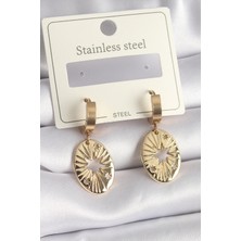 Clariss 316L Çelik Gold Renk Kutup Yıldız Işleme Kadın Küpe