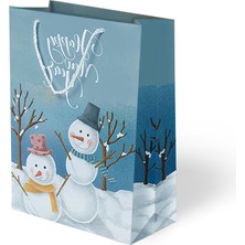 Kidspartim Yılbaşı Kardan Adam Lüks Karton Çanta  25x30x9 Cm 1 Adet