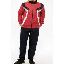 Enrico Ferry Erkek Kırmızı Yarım Balıkçı Yaka Düz Paça Maraton Büyük Beden Eşofman Takımı EDY2637B-K