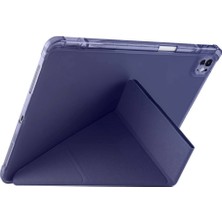 Fuchsia iPad Pro 13 2024 Uyumlu Kalem Bölmeli Akıllı Uyku Modlu Trifolding A2925 / A2926 Tablet Kılıfı