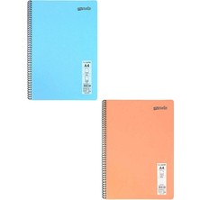Mynote Defter Okul Defteri Spiralli Telli Pp Kapak A4 - 2 Adet Farklı Renklerde - 60 Sayfa Çizgili (2 Adet)