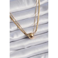 Clariss 316L Çelik Gold 2'li Italyan Zincir Model Top Model Kadın Kolye