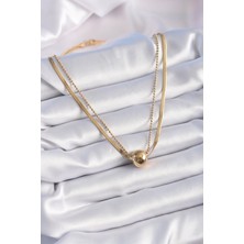 Clariss 316L Çelik Gold 2'li Italyan Zincir Model Top Model Kadın Kolye