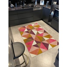 Rugs Modern Üçgenli Karışık Renkli Modern Geometrik Dokuma Taban Halı MIRAVIP489