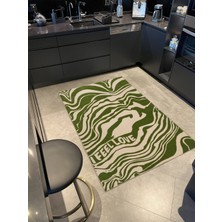 Rugs Modern Yeşi Mavi Çizgili Dalgalı Desenli Modern Dekoratif Halı MIRAVIP478