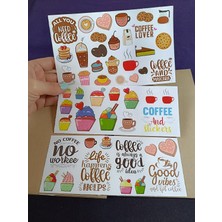 Pink Swan Craft Kahve ve Cupcake Temalı Şirin Sticker Seti 50 Adet Defter Kitap Planlayıcı Planner Etiket Seti