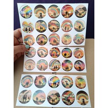 Pink Swan Craft Anime Günbatımına Yürüyen Aşık Kediler Etiket Seti Laptop Ipad Defter Kitap Planlayıcı Sticker