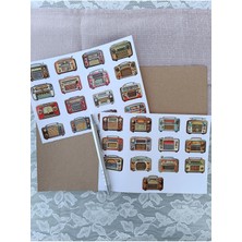 Pink Swan Craft Vintage Retro Radyolar Etiket Scrapbook Bullet Journal Planlayıcı Sticker Seti