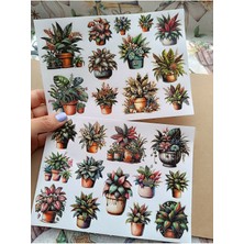 Pink Swan Craft Vintage Scrapbook Ev Tipi Salon Saksı Çiçekleri Etiket Seti Bullet Journal Planlayıcı Sticker