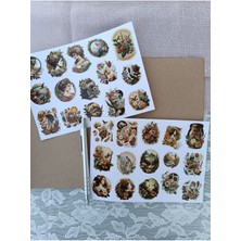 Pink Swan Craft Vintage Retro Karışık Etiket Seti Laptop Ipad Defter Scrapbook Planlayıcı Sticker Seti