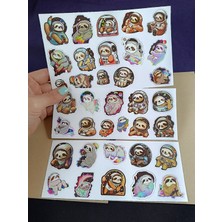 Pink Swan Craft Sevimli Kawaii Renkli Uzay Üşengeçleri Etiket Laptop Ipad Defter Kitap Planlayıcı Sticker Seti