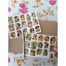 Pink Swan Craft Vintage Fashion Kadınlar 30 Adet Etiket Seti bullet Journal Scrapbook Laptop Notebook Telefon