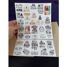 Pink Swan Craft Yoga Yazıları / Ingilizce Etiket Seti Laptop Ipad Defter Kitap Planlayıcı Sticker Seti