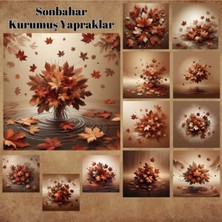 Pink Swan Craft Sonbahar Kuru Yapraklar Vintage 12 Adet Scrapbook Bullet Journal Mat Planlayıcı Sticker Etiket Seti