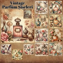 Pink Swan Craft Parfüm Şişeleri Vintage 12 Adet Scrapbook Bullet Journal Mat Planlayıcı Sticker Etiket Seti