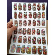 Pink Swan Craft Cyberpunk Tarzı Kavanozda Yaşam ve Ölüm Etiket Seti Laptop Ipad Defter Kitap