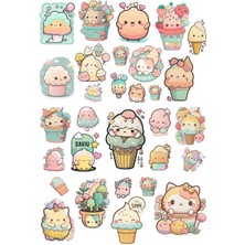 Cute Kawaii Sevimli (30 Adet) Etiket Seti, Laptop, Ipad, Defter, Kitap, Planlayıcı Sticker Seti
