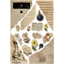 Vintage Scrapbook Arka Planlar Etiket Seti, Bullet Journal, Planlayıcı Sticker Seti