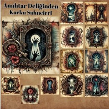 Pink Swan Craft Anahtar Deliğinden Korku Manzaraları Vintage 12 Adet Scrapbook Bullet Journal Mat Planlayıcı Sticker