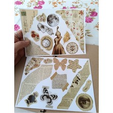 Pink Swan Craft Vintage Scrapbook Elementler Etiket Seti Bullet Journal Planlayıcı Sticker Seti