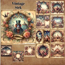 Pink Swan Craft Sirkler Vintage 12 Adet Scrapbook Bullet Journal Mat Planlayıcı Sticker Etiket Seti