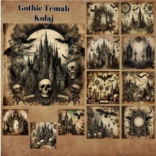 Pink Swan Craft Gothic Temalı Kolaj Vintage 12 Adet Scrapbook Bullet Journal Mat Planlayıcı Sticker Etiket Seti