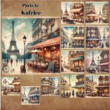 Pink Swan Craft Paris Kafeleri Vintage 12 Adet Scrapbook Bullet Journal Mat Planlayıcı Sticker Etiket Seti