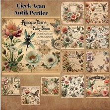 Pink Swan Craft Çiçek Açan Antik Periler Vintage 12 Adet Scrapbook Bullet Journal Mat Planlayıcı Sticker Etiket Seti