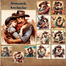 Pink Swan Craft Romantik Kovboylar Vintage 12 Adet Scrapbook Bullet Journal Mat Planlayıcı Sticker Etiket Seti