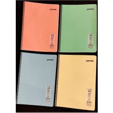 Mynote 4 Adet Pastel Renkli 120 Yaprak Çizgili Telli A4 Büyük Boy Defter 60 gr Beyaz Kağıt