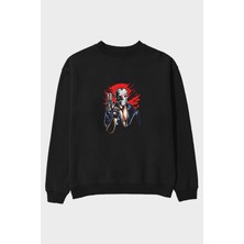 Ankhises Jason Will Be Back Ön Baskılı Siyah Oversize Sweatshirt Erkek Kadın Bisiklet Yaka
